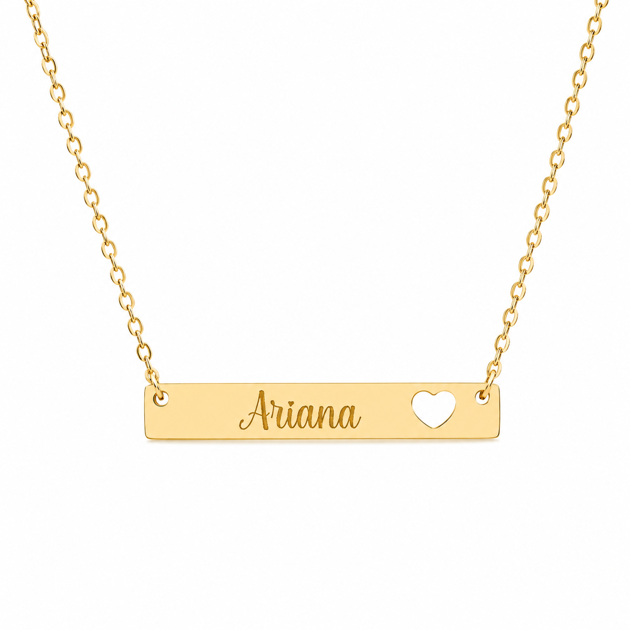 Collar Personalizado con Nombre en Acero Inoxidable Dorado | Custom Stainless Steel Name Bar Necklace for Women