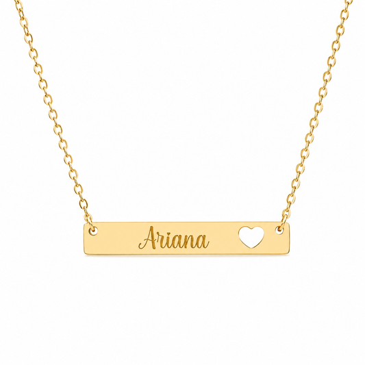 Collar Personalizado con Nombre en Acero Inoxidable Dorado | Custom Stainless Steel Name Bar Necklace for Women