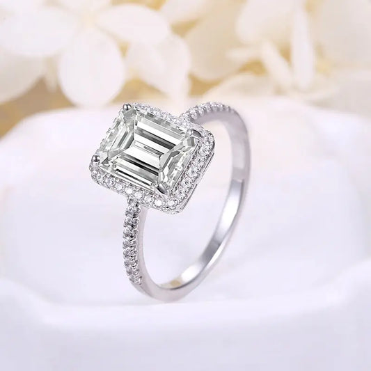 Emerald Engagement Ring with Diamond Accents