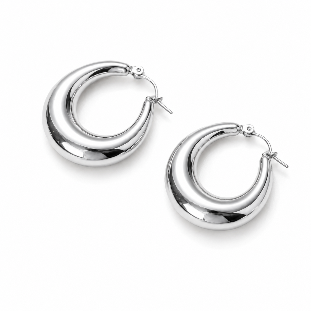 Aretes Chunky Luxe Bañados en Oro 18K | Pendientes Gruesos Acero Inoxidable