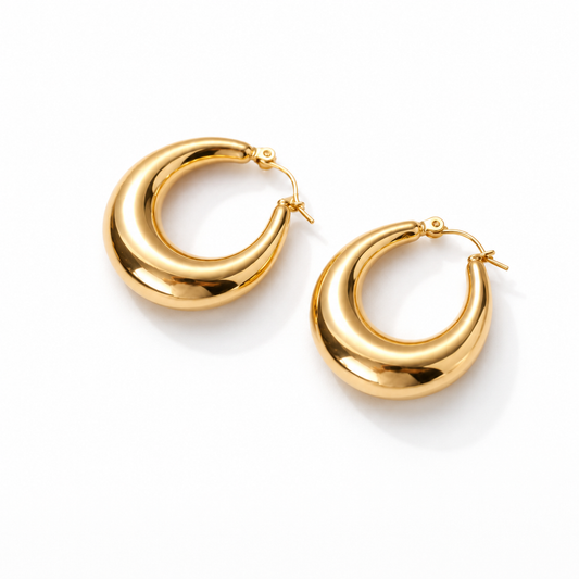 Aretes Chunky Luxe Bañados en Oro 18K | Pendientes Gruesos Acero Inoxidable