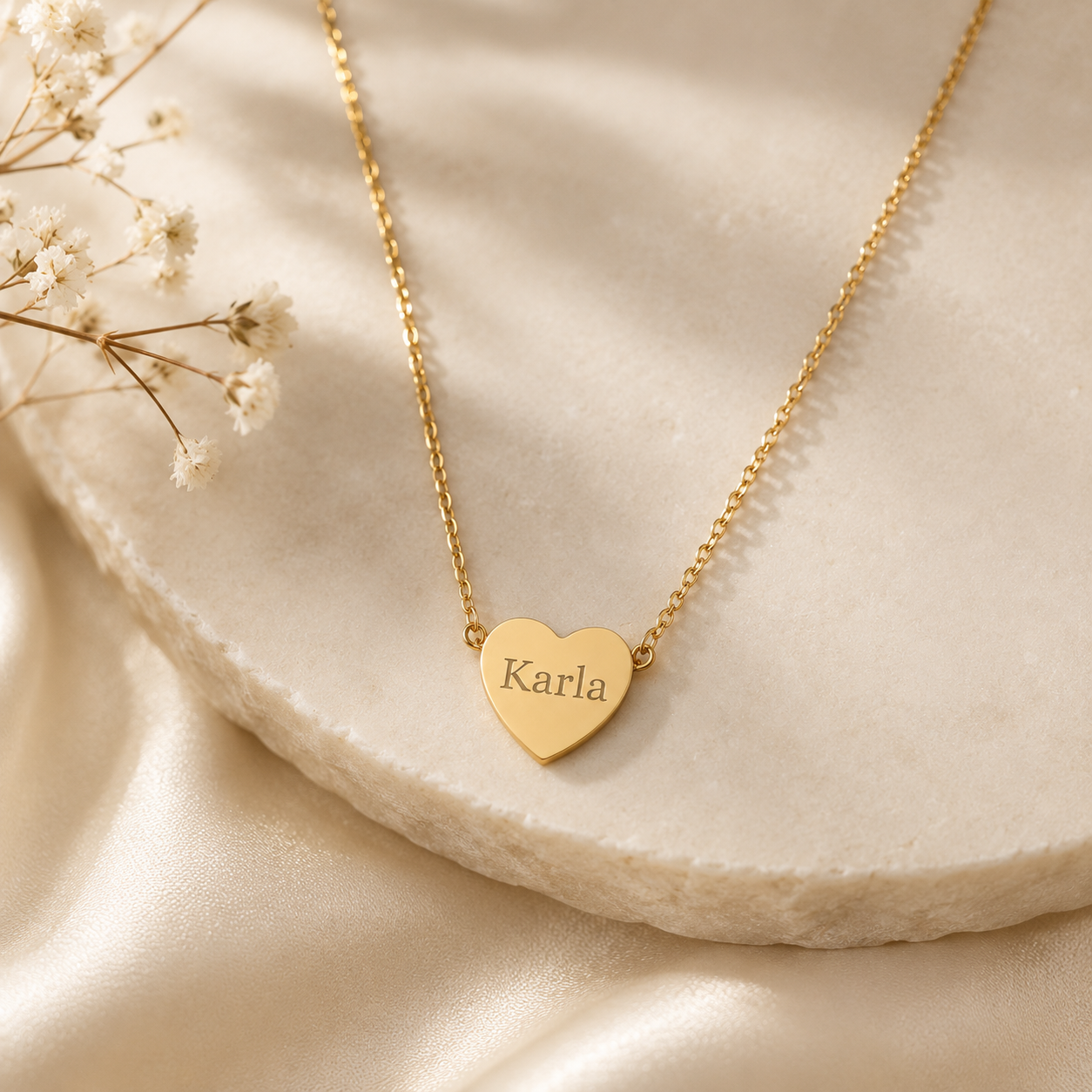 Collar Corazón Personalizado en Acero Inoxidable | Personalized Heart Name Necklace for Women
