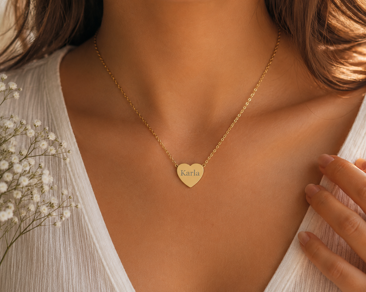 Collar Corazón Personalizado en Acero Inoxidable | Personalized Heart Name Necklace for Women