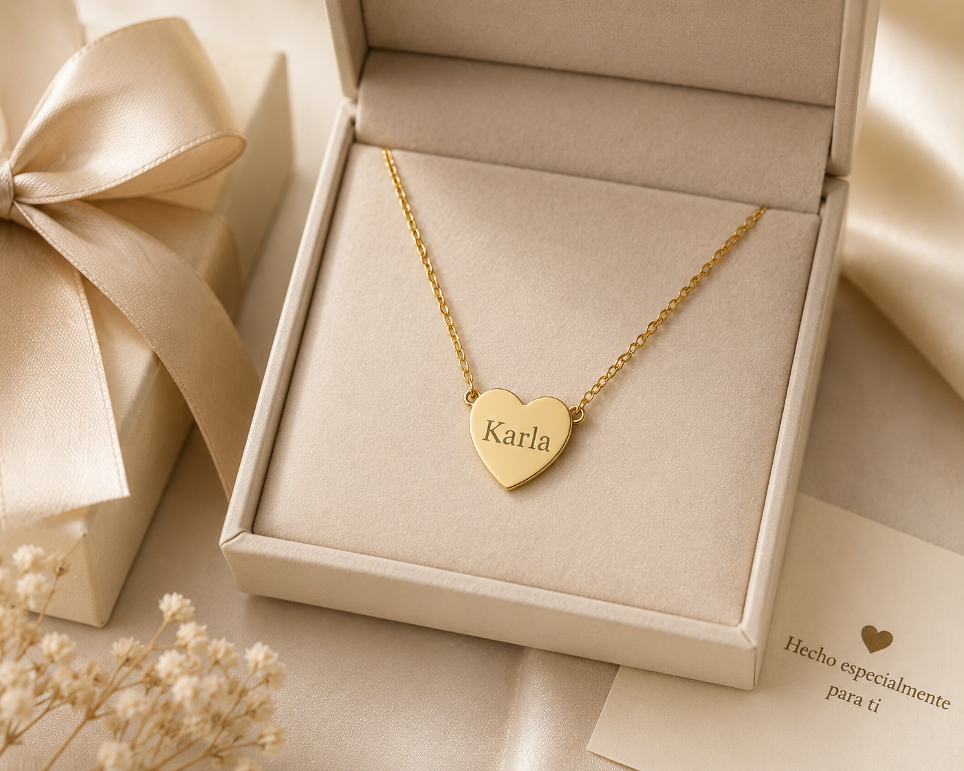 Collar Corazón Personalizado en Acero Inoxidable | Personalized Heart Name Necklace for Women