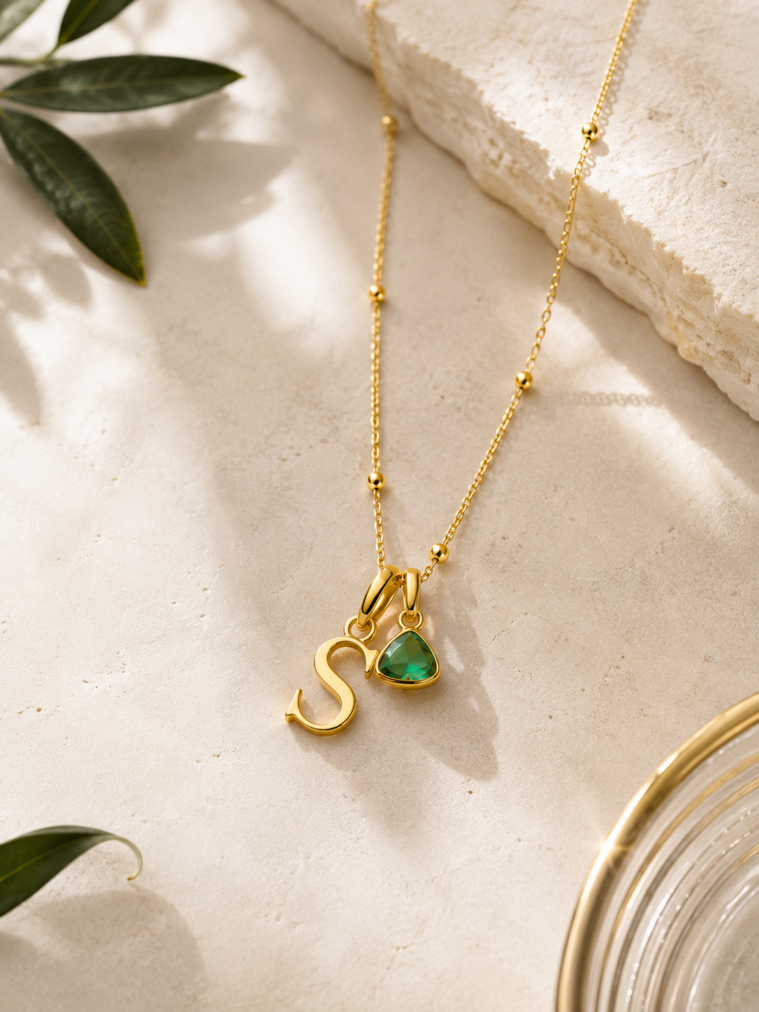 Collar Personalizado con Inicial y Piedra de Nacimiento | Stainless Steel Letter Pendant Necklace
