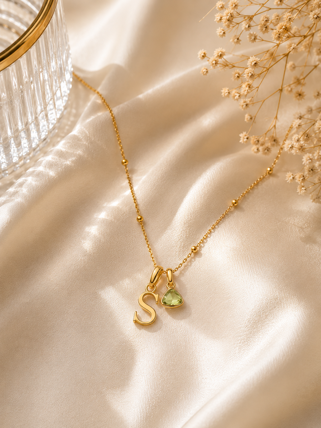 Collar Personalizado con Inicial y Piedra de Nacimiento | Stainless Steel Letter Pendant Necklace