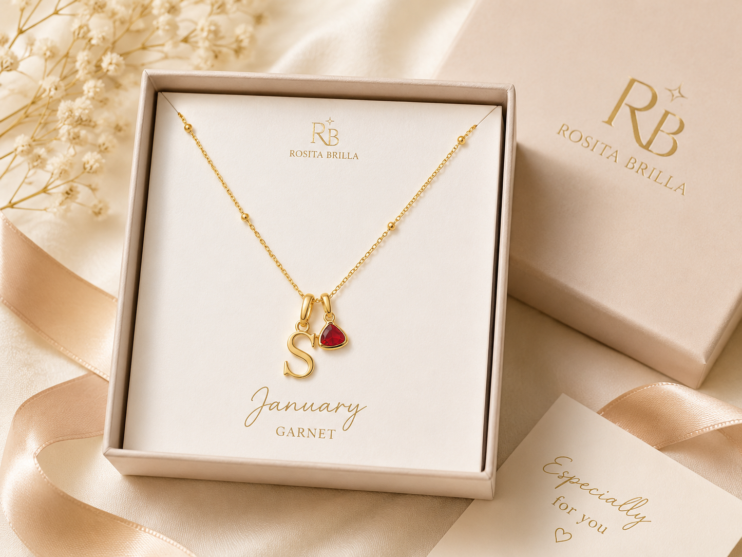 Collar Personalizado con Inicial y Piedra de Nacimiento | Stainless Steel Letter Pendant Necklace
