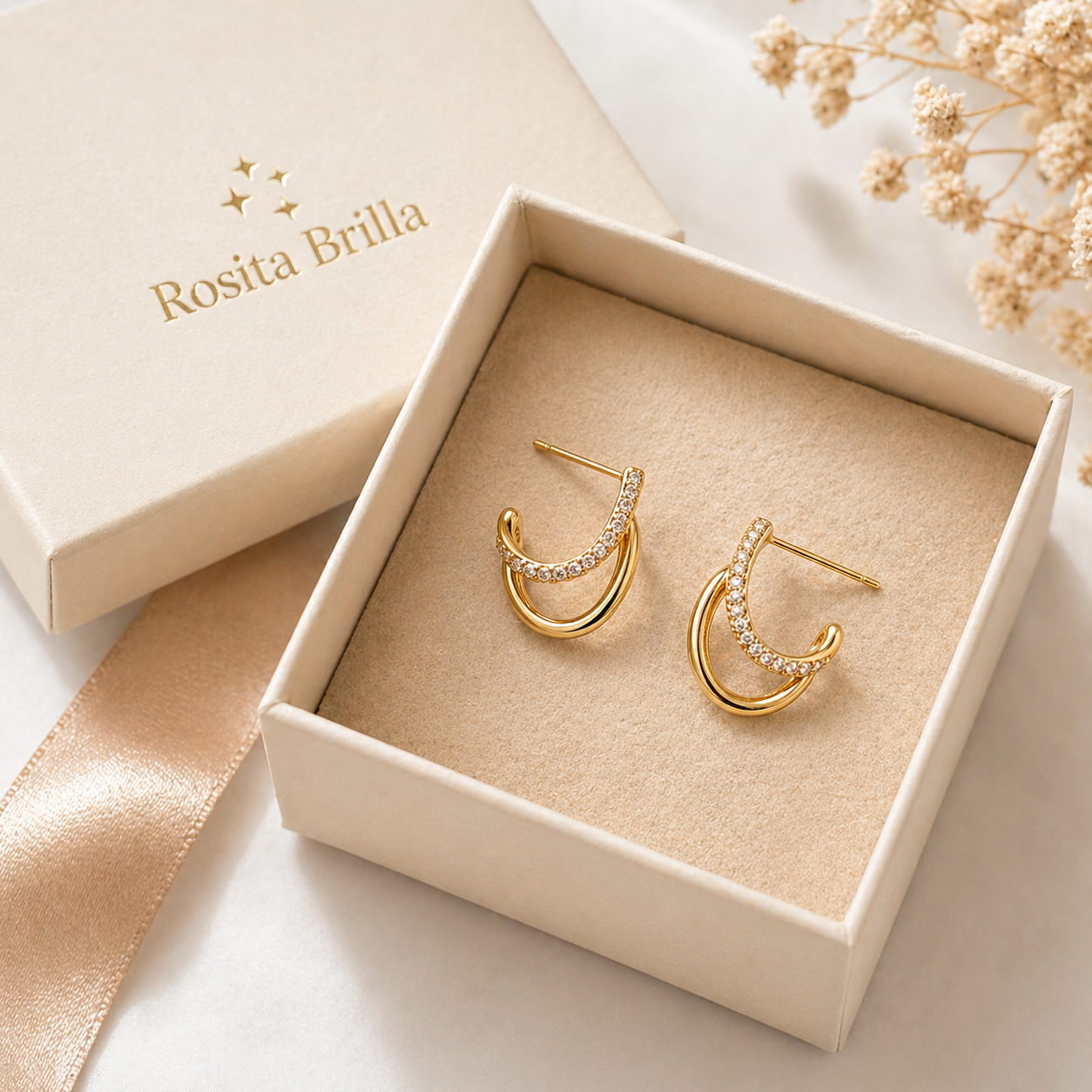 Aretes Dorados Elegantes con Zirconia | Brillo Fino y Estilo Minimalista