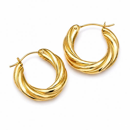 Aretes de Aro Dorado Trenzado – Elegancia Minimalista para Mujer
