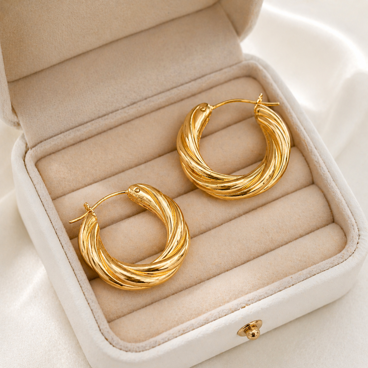Aretes de Aro Dorado Trenzado – Elegancia Minimalista para Mujer