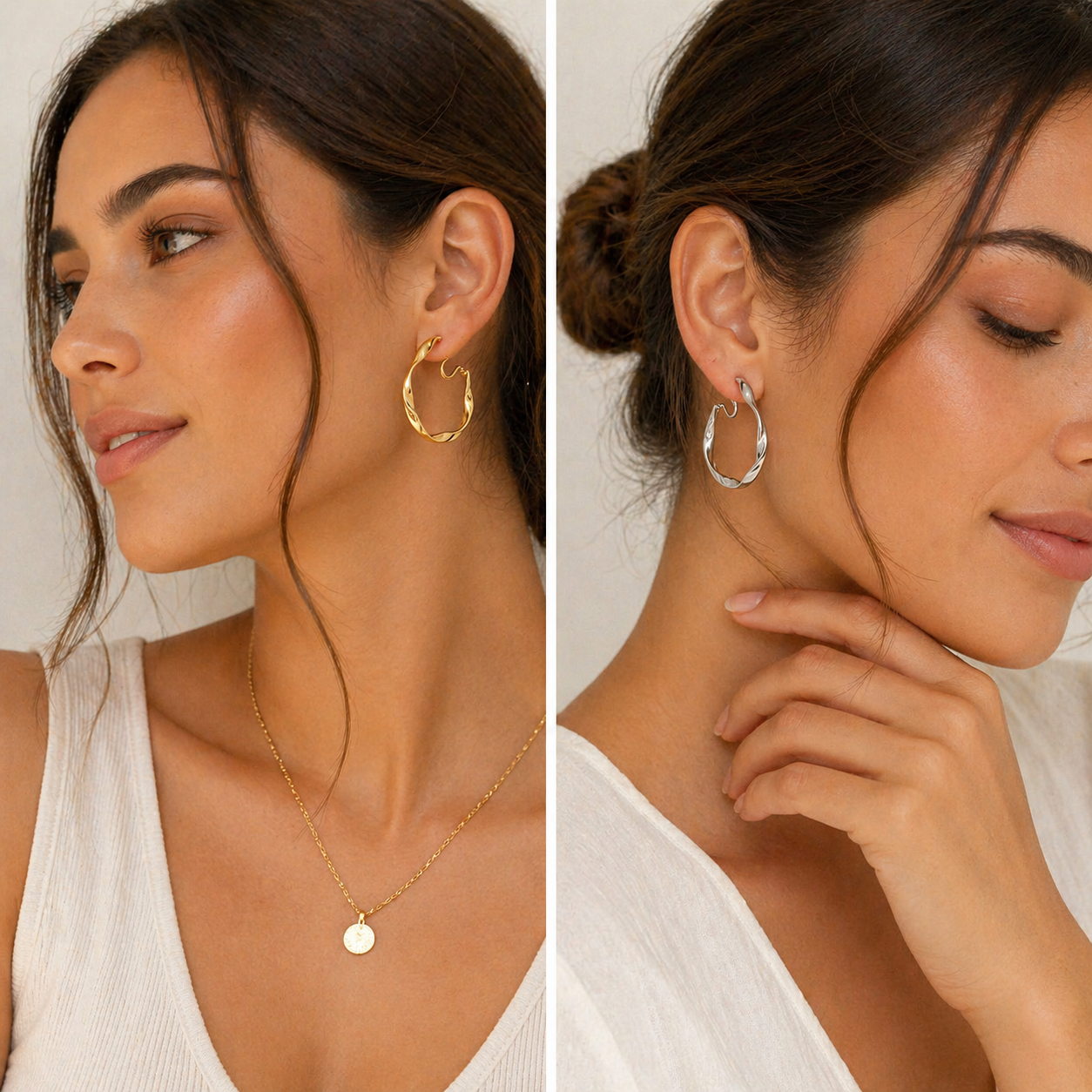 Aretes Clip Elegantes Trenzados (Sin Perforación) – Dorado y Plateado