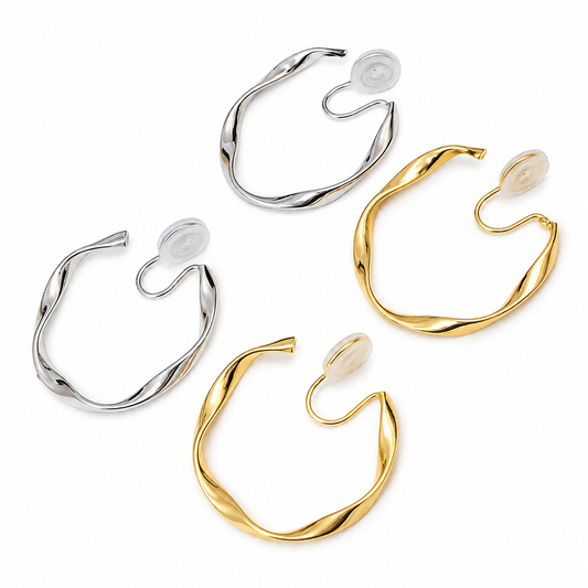 Aretes Clip Elegantes Trenzados (Sin Perforación) – Dorado y Plateado