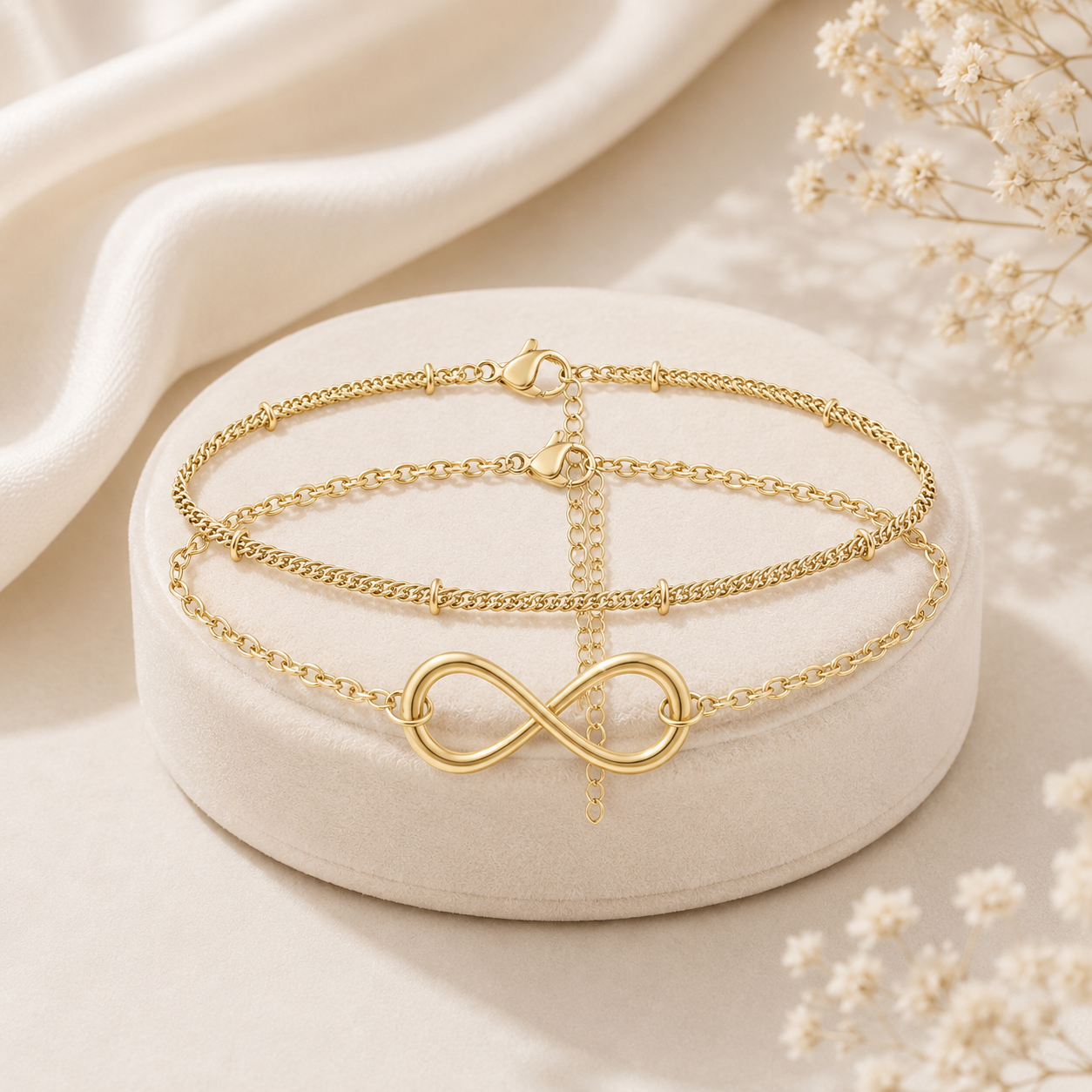 Dainty Infinity Bracelet for Women | Pulsera Dorada Minimalista | Elegant Jewelry Gift for Her
