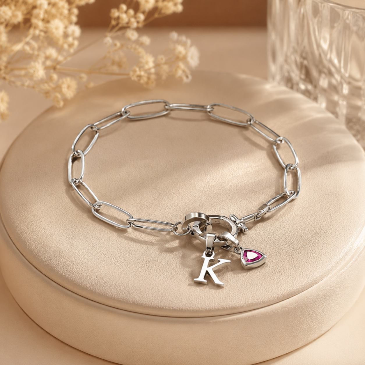 Pulsera Personalizada con Inicial y Piedra de Nacimiento | Personalized Initial Birthstone Bracelet