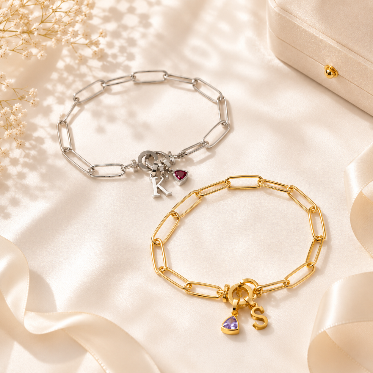 Pulsera Personalizada con Inicial y Piedra de Nacimiento | Personalized Initial Birthstone Bracelet