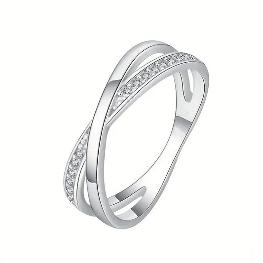 925 Sterling Silver Cross Ring Cubic Zirconia for Women
