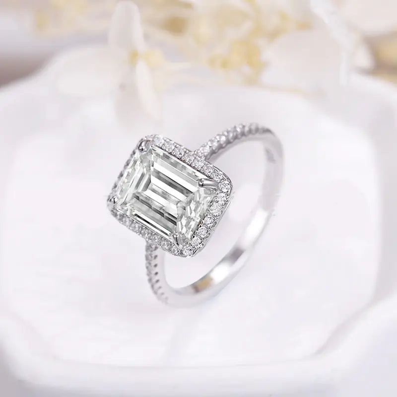 Emerald Engagement Ring with Diamond Accents