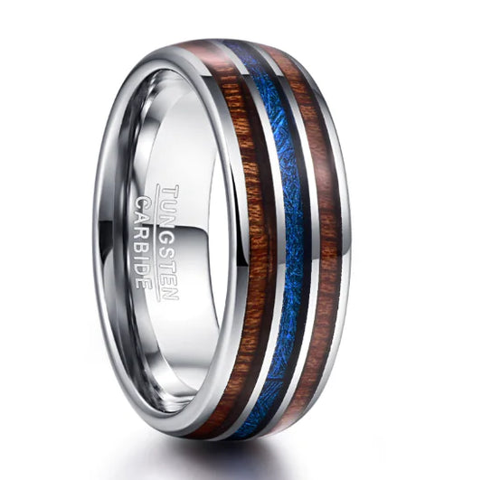 Anillo de carburo de tungsteno con incrustación de madera