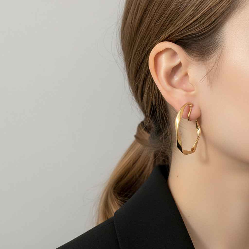 925 Silver Needle Vintage Geometric Metal Earrings