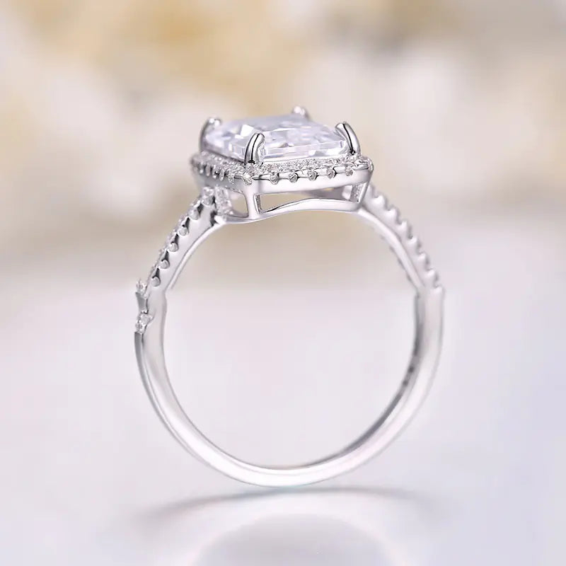 Emerald Engagement Ring with Diamond Accents